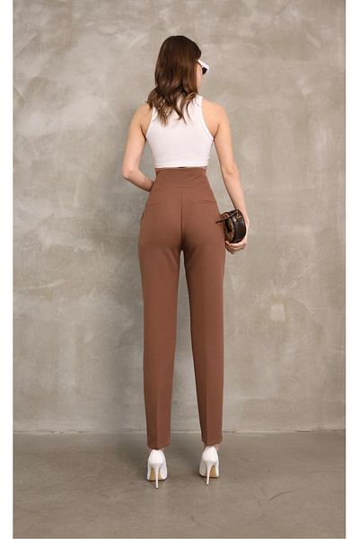 Sea Queen Women's Extra High Waist Tightening Ankle Length Fabric Pants