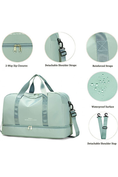 delis Geantă Călătorie Unisex Verde Fistic Impermeabilă Compartiment Pantofi Bandulieră 49x25x32 GT2220