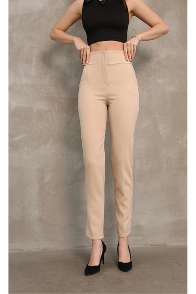 Sea Queen Women's Extra High Waist Tightening Ankle Length Fabric Pants