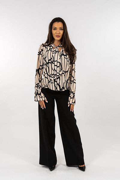 Gorgeaux Elegant Set Cream Blouse And Black Pants - 4xl(48)