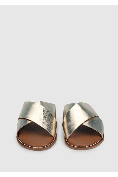 Provoq Γυναικείες Παντόφλες - Χρυσό Δερμάτινο