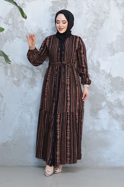 Neva Style Rochie Hijab Camel cu model Model: 23921C