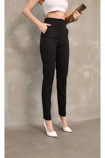 Sea Queen Women's Extra High Waist Tightening Ankle Length Fabric Pants