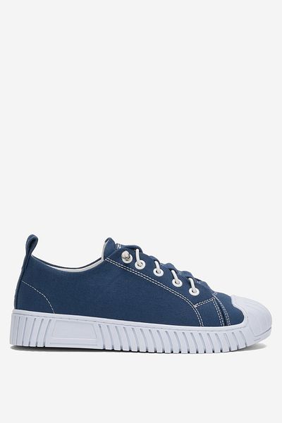 Liger Unisex Easy-To-Wear Rubber Laced Sports Linen Sneaker Shoes Dark Blue