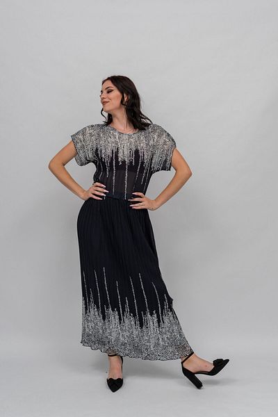 Gorgeaux Black Suit With White Print Mira - Xxl(44)