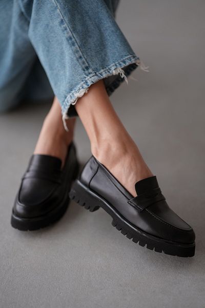selinshoes Jolie Sade Women's Loafer Shoes - Black Leather