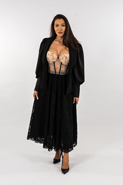 Gorgeaux Set negru: fustă și jachetă Daiana - 3XL(46)