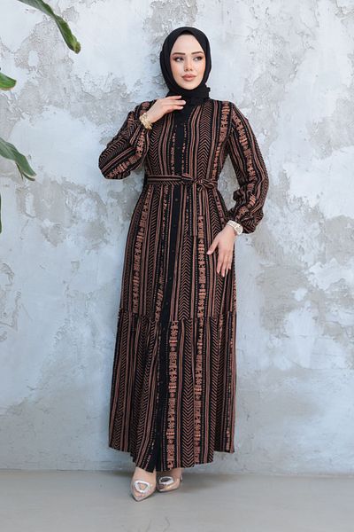 Neva Style Rochie Hijab Camel cu model Model: 23921C