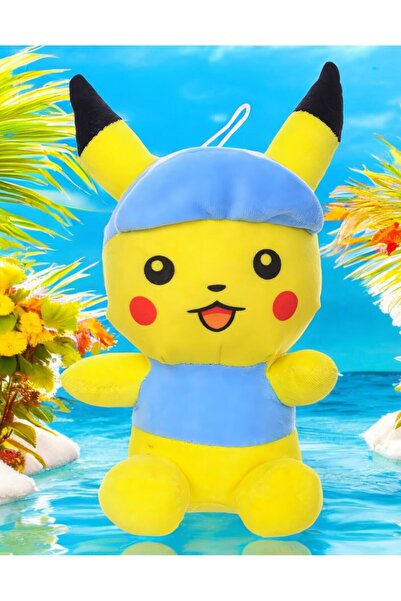 e-life shop İthal Kumaş Şapkalı Pokemon Go Pikachu Figür Peluş Oyuncak Uyku & Oyun Arkadaşı Pikachu 25 cm.