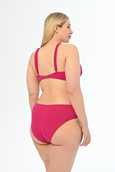 AQUAVİVA Aquaviva Women's Cherry Plus Size Triangle Gathering High Waist Bikini Set