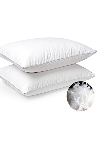 Seda Home Art 2 Adet %100 Kaz Tüyü Yastık 50x70 1100gr , Kaztüyü Doğal Yastık...