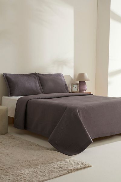 Karaca Home Anthracite Juno Double Bed Cover