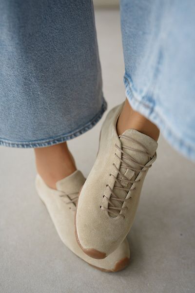 selinshoes Jesta Genuine Leather Sneaker- Beige Suede Women's Shoes with Goblet