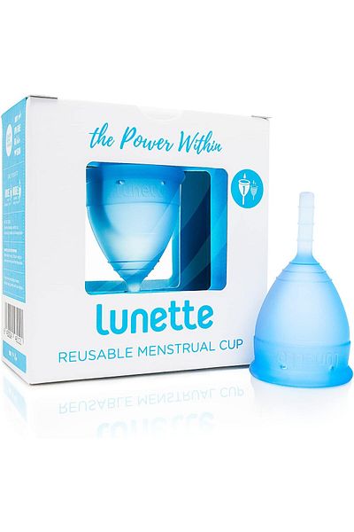 LUNETTE لونيت - كوب الحيض القابل لإعادة الاستخدام باللون الأزرق، موديل 1