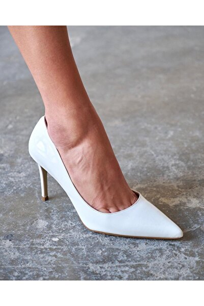 PELİN'İN AYAKKABILARI SİSTA 8 CM BEYAZ RUGAN STİLETTO