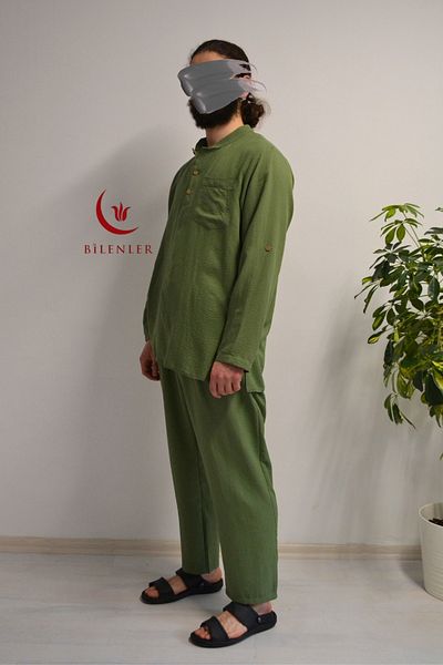 Bilenler Men's Cotton Aerobin Fabric Hajj and Umrah Suit - Loose Fit - Comfortable Mold