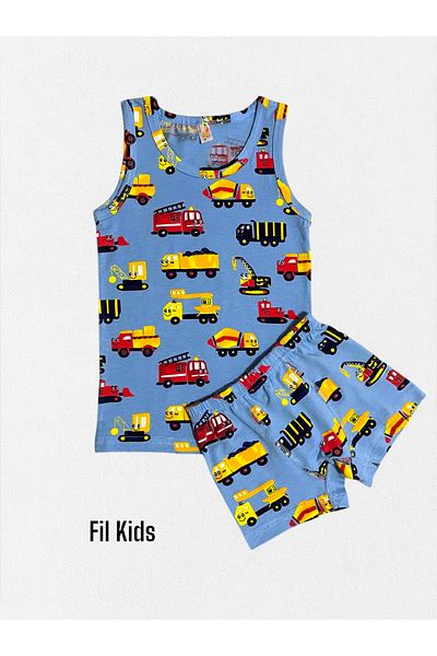 elmas kids Set boxer pentru băiat, 100% bumbac, albastru, cu model de macara