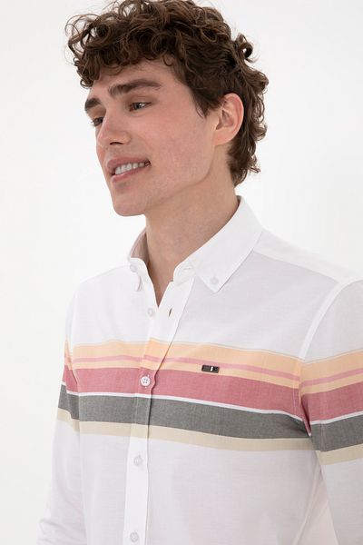 U.S. Polo Assn. Ανδρικό πορτοκαλί μακρυμάνικο πουκάμισο 50300216 -VR202