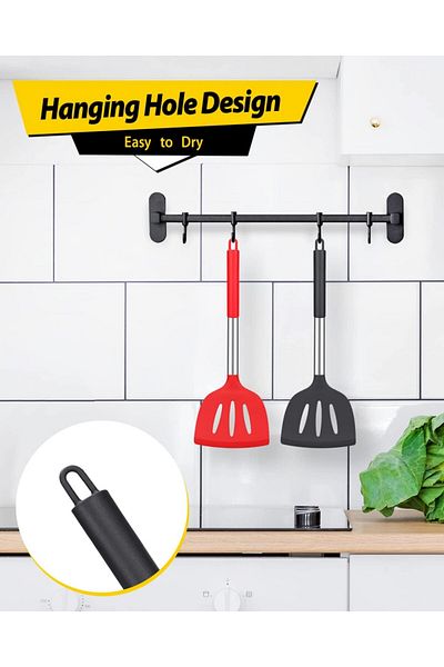 Bundlepro Set of 2 BUNDLEPRO spatulas, silicone, red/black, 4.6 x 11.7 x 34.5 cm