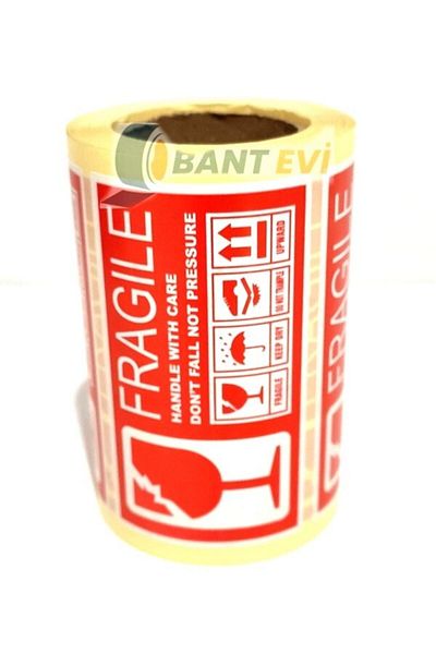 BANT EVİ ملصق إنجليزي مقاس 10 × 5 سم، لفة واحدة، 250 قطعة، مقبض إنجليزي قابل للكسر مع ملصق العناية