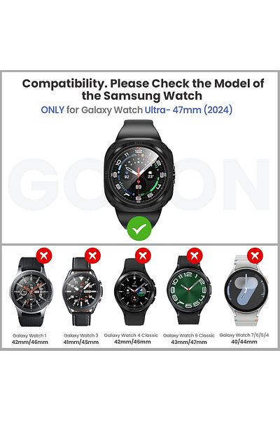 AWH Rugged Bezel Case for Galaxy Watch Ultra 47mm, TPU Bumper + 2 Tempered Glass Screen Protectors