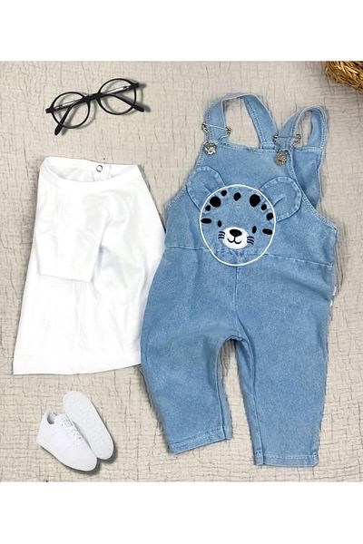 Store Baby Denim Salopette Short Sleeve with Badge 9-24 Months Range