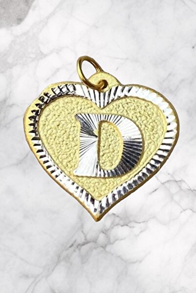 KRAFTIVA JEWELRY 14 Ayar Altın D Harfli Nostaljik Kalp Kolye Ucu