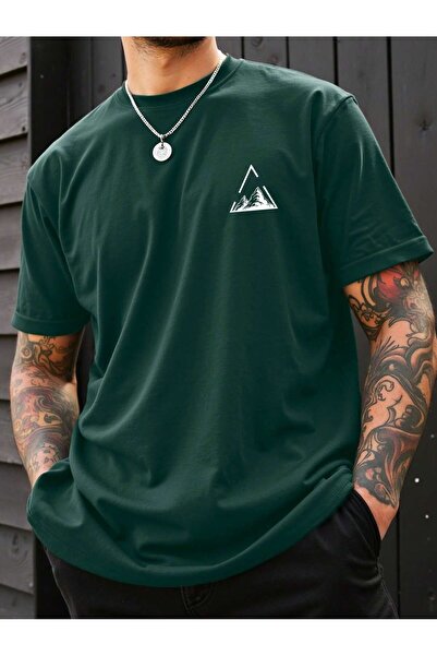 PENTHİLUS Men's Casual Short Sleeve Crew Neck Mountain Printed Large Size T-Shirt