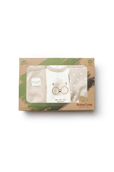 BabyCosy Organic Wear Set 3 body TeddyBear, BabyCosy, 100% bumbac Marime: 6-9 luni