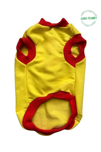 Goboticaret Cute Yellow Leprosy Cat Dog Suit Red Sleeve