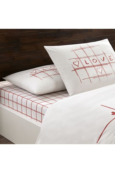 Taç Romenta Glow Ranforce - Red Double Duvet Cover Set