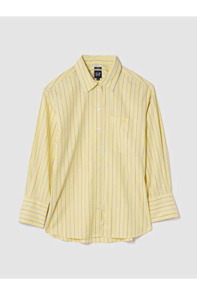 GAP Kadın Sarı Poplin Big Gömlek