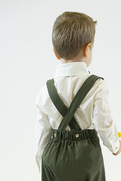 Catz Kids Khaki Green Harem Salopet Classic Long Sleeve Shirt Bow Tie
