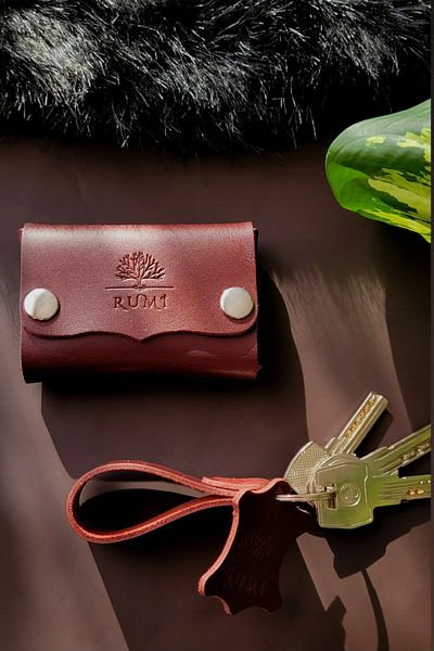 Rumi Deri Genuine Leather - Minimalist Wallet Card Holder, Keychain Gift