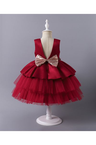 Mark & Mia Sequins Embellished Bow Detailed Sleeveless Tutu Dress - Red
