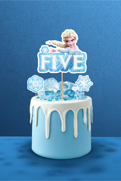 Hey Parti Frozen Elsa Themed 3-Piece Cake Topper - 3 Years Old, 4 Years Old, 5 Years Old Options