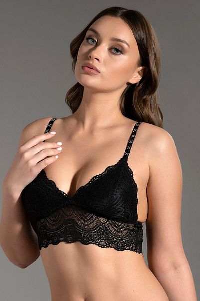 Kompedan Γυναικείο Bustier Bralet με δαντέλα και λεπτομέρεια από πέτρα με ρυθμιζόμενο λουράκι - 9009