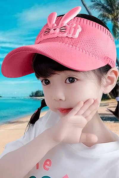 Uniquetrenders Girl's Rabbit Ears Summer Visor Hat with Elastic Back 2 - 8 Years