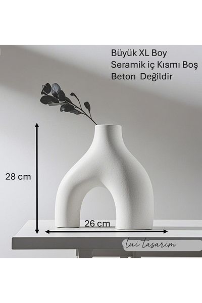 Lui Tasarım Nude Bohemian White Vase Large Size Ceramic 28 cm -26 cm