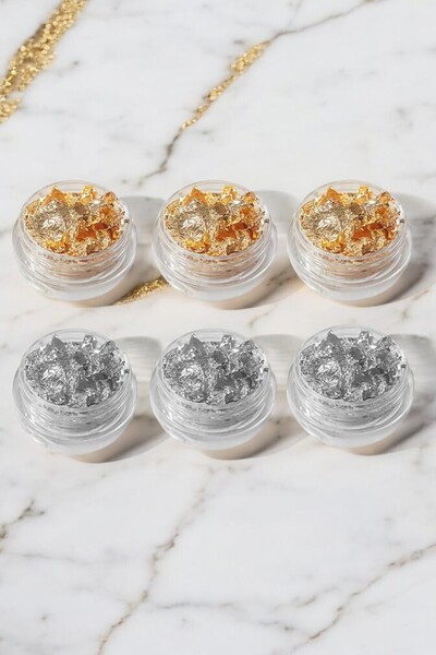 cnk craft shop 6 Adet Altın Gümüş Kırık Folyo Seti Epoksi Reçine, Mum, Tırnak...