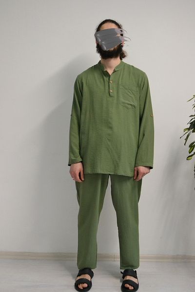 Bilenler Men's Cotton Aerobin Fabric Hajj and Umrah Suit - Loose Fit - Comfortable Mold