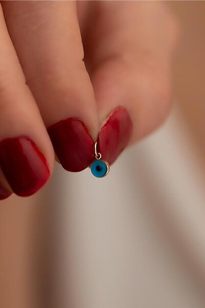 Bayar Gold 14 Ayar Altın Mavi Nazar Göz Boncuk Kolye Ucu