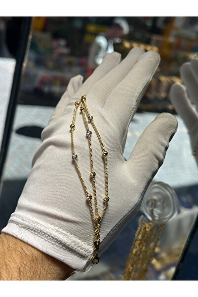 ERDEM KUYUMCULUK 14 Ayar Altın Kalze Üç Zincirli Renkli Dorika Bileklik