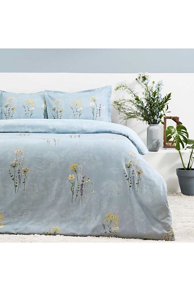Taç Set cuvertură dublă din satin organic Blue Crown Lillian
