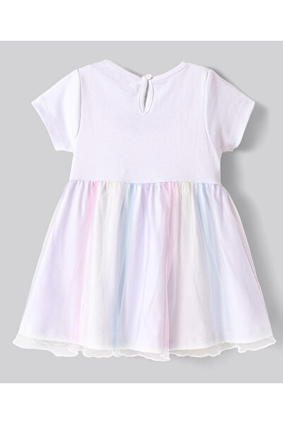 Bonfino Bonfino 100% Cotton Knit Half Sleeves Frock With Unicorn Embroidery - White