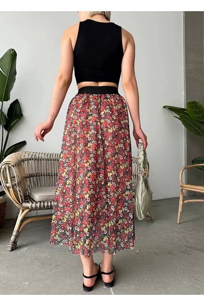 sanalraf Printed Lined Long Skirt
