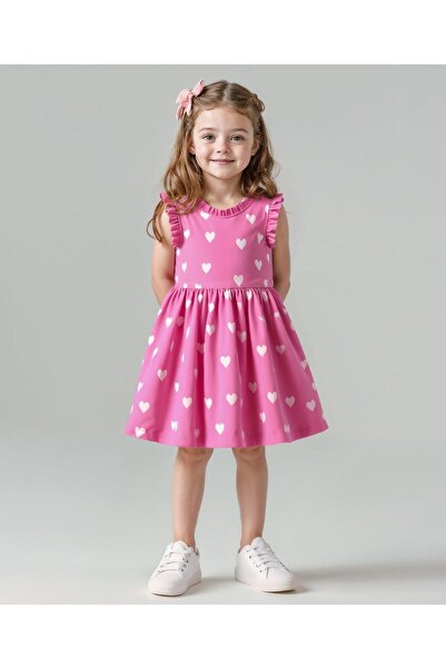 Bonfino فستان بونفينو بطبعة قلوب مع سروال داخلي - وردي