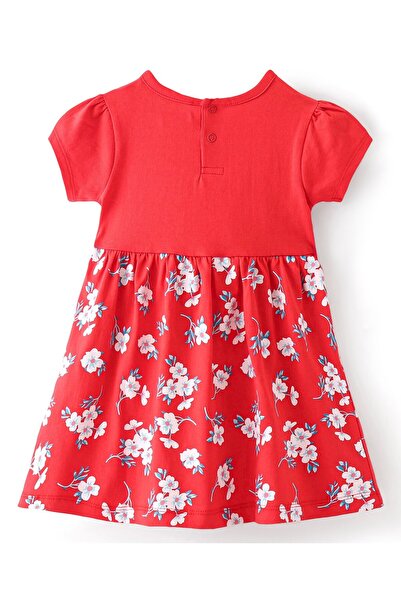 Babyhug Frock With Bloomer Floral Print - Red