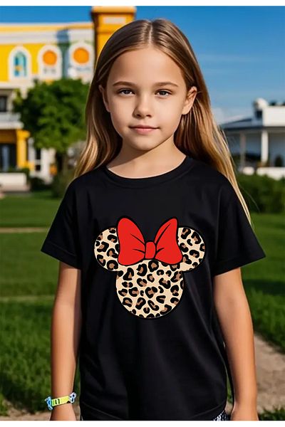 SUNFREE Popular Trend Leopard Print Regular Fit Girl's T-Shirt
