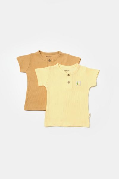BabyCosy Organic Wear Set 2 tricouri Bamboo, galben, BabyCosy, 50% bumbac+50%bambus